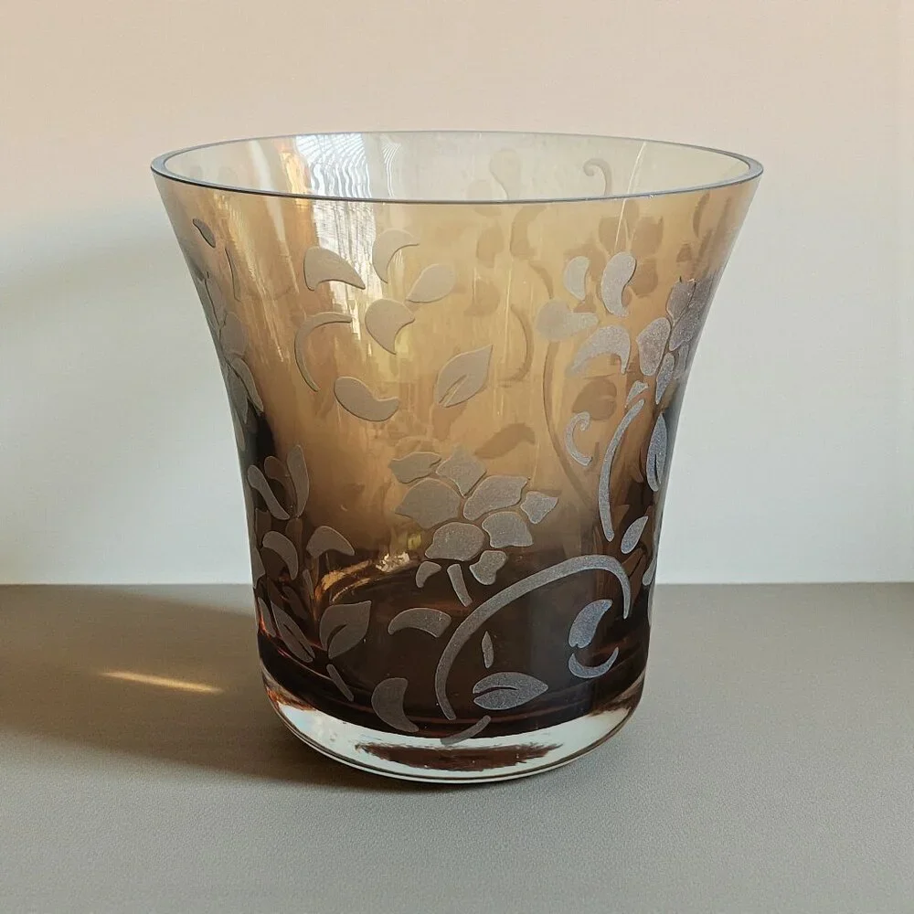 Vintage Etched Glass Vase